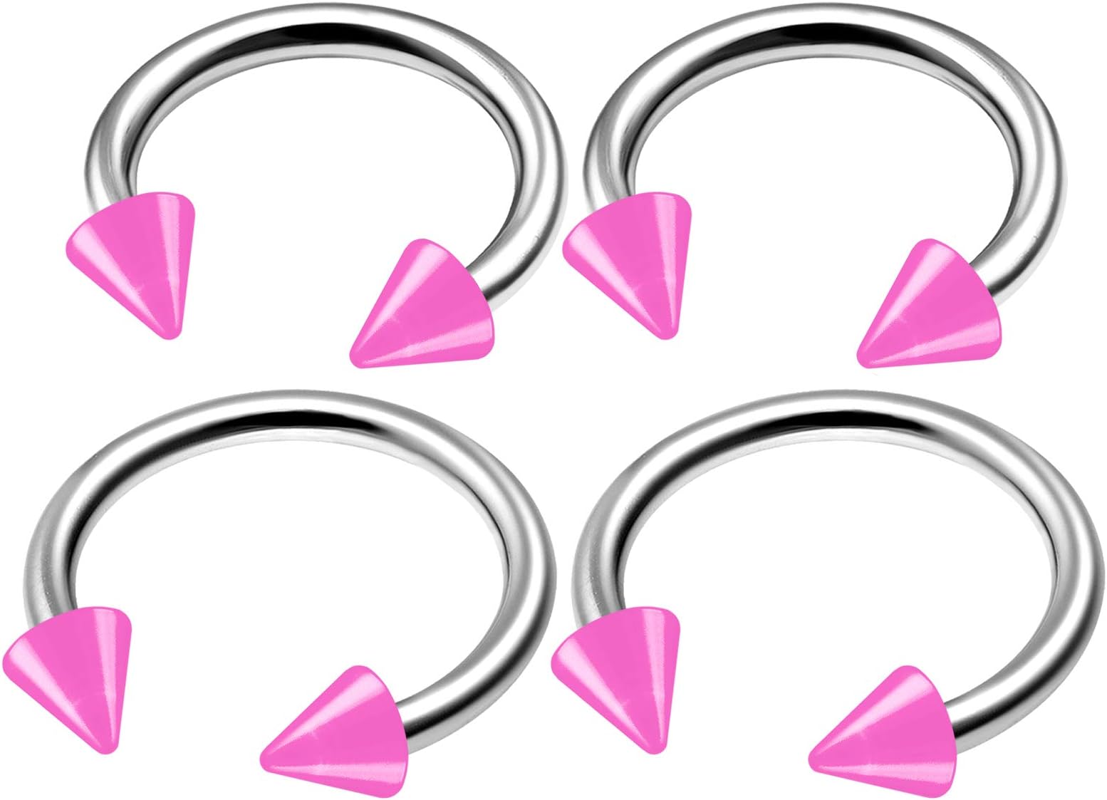 MATIGA 4Pcs Steel 14g 8mm 10mm Horseshoe Barbell Piercing Jewelry Cartilage Septum Nose Eyebrow Helix 3mm Cone More Choices