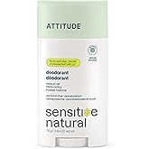 ATTITUDE Deodorant for Sensitive Skin, Aluminum Free & Baking Soda Free, Gentle & Vegan, Long-Lasting Odor Protection, Fresh Apple Scent, 2.64 Oz