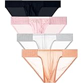 WINDAY Men Briefs Lace Silk Low Rise Bikini Briefs and Breathable Underwear