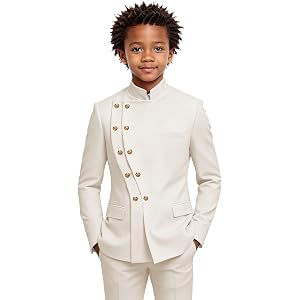 Netsky Boys Formal Suits 2 Pieces Slim Fit Mandarin Collar Suit for Kid Double Breasted Traditional Wedding Tuxedo