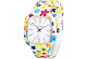 origset Women Watch Square 24 Hour 3-Hand Easy to Read Time for Nurse Medical Students Teachers Doctors Colorful Water Proof