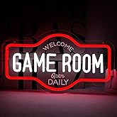 WittyRhE Game Room Neon Sign, Welcome Game Room Open Daily Neon Lights Wall Decor for Internet Cafe, Gaming Room, Man cave, Bedroom Gift Art for Boys Girls-16.93 x 9.92 IN-USB Powered-Acrylic