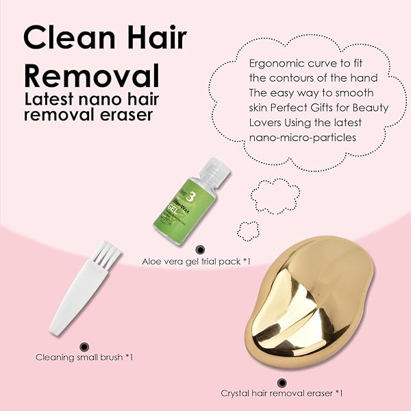 UPGRADED NANO CRYSTAL HAIR ERASER FOR WOMEN AND MEN, MAGIC CRYSTAL HAIR REMOVER DEVICE WITH GENTLE SKIN EXFOLIATION EASY TO USE WORKS FOR ARMS, BACK & LEGS (GOLD)