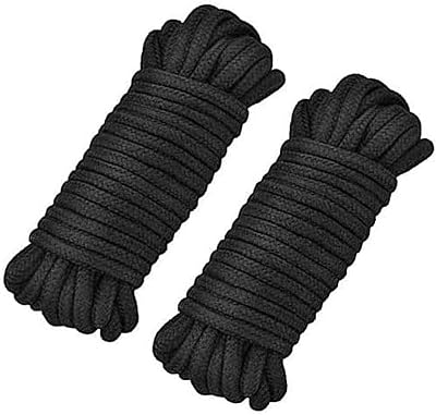 Lefute 2x 10M 8MM Black Cotton Rope Cord Multi-Purpose Craft Twine Thick Natural