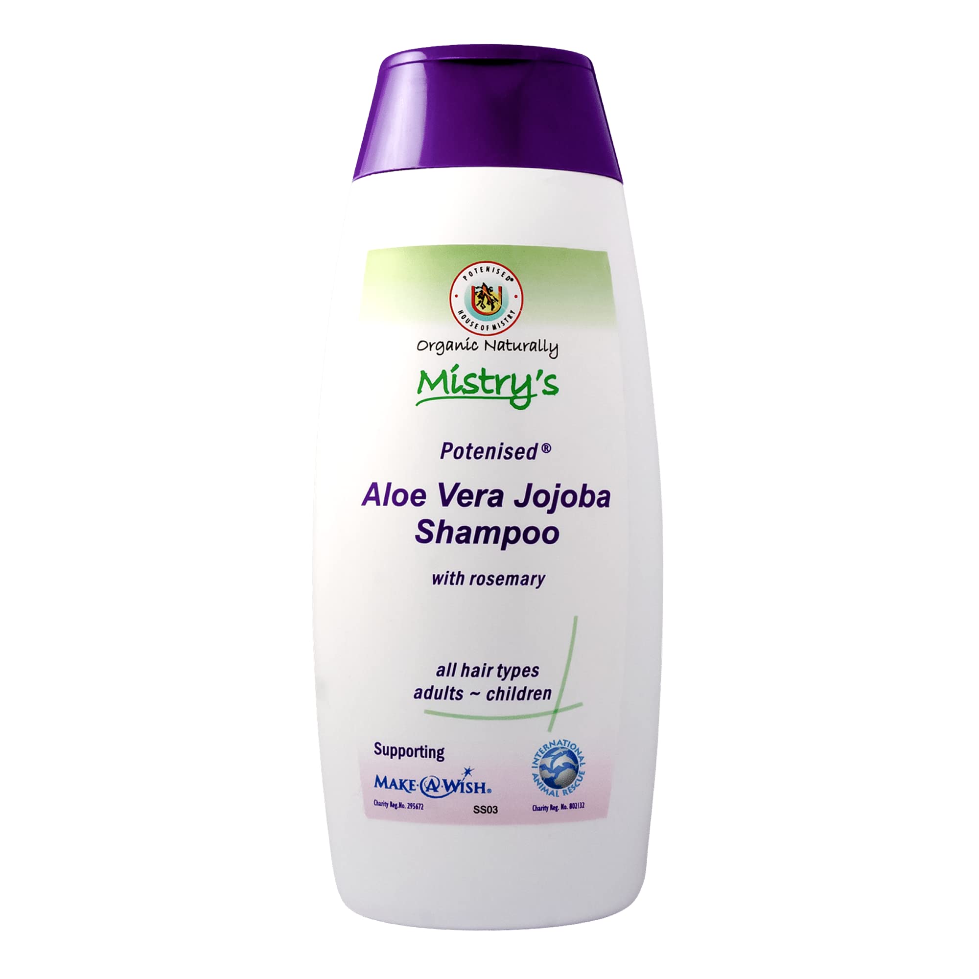 Mistry's Aloe Jojoba Shampoo with Rosemary 200ml - Natural Hair Care Shampoo, Gentle, Strengthening & Nourishing - Suitable for All Ages and Hair Types, Additive Free, Vegan,