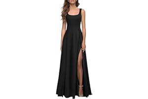MUSHARE Women's Square Neck Sexy Split Cocktail Party Maxi Long Formal Dress