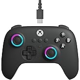8BitDo Ultimate C Wired Controller for Xbox with Hall Effect Joysticks and Triggers, RGB Lighting Fire Ring, Compatible with Xbox Series X|S, Xbox One, Windows 10/11 - Officially Licensed (Dark Gray)