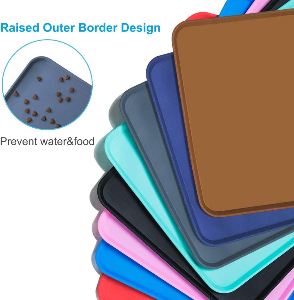 AUDWUD Silicone Waterproof Dog Cat Pet Feeding Mats, Anti-Slip Pet Bowl Mats, Pet Feeding Mat : Pet Supplies