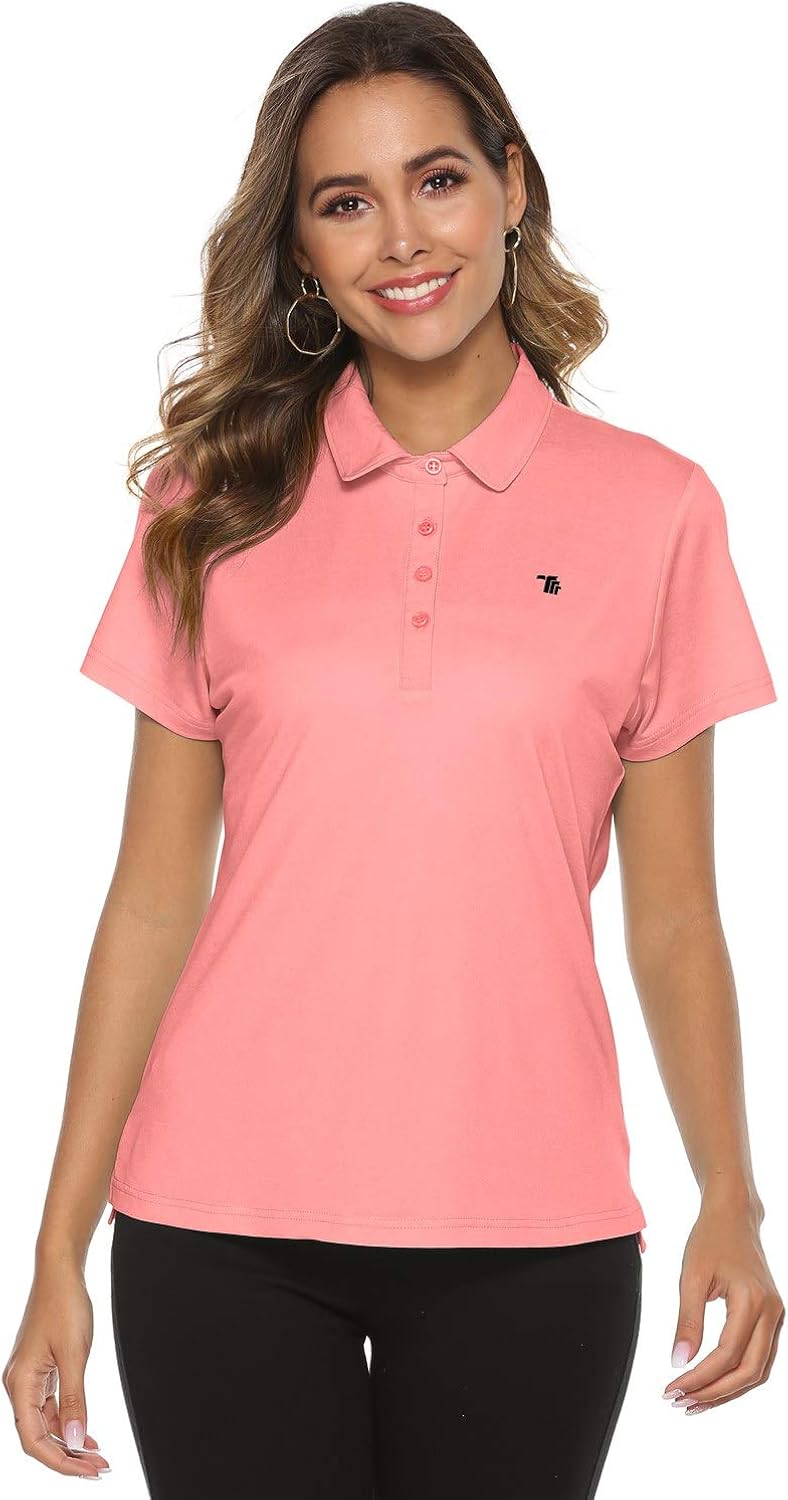 Rdruko Women's Dry Fit Golf Shirts Moisture Wicking Short Sleeve Polo Sports Shirts: Clothing