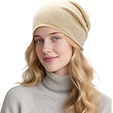 ZLYC Pure Wool Slouchy Beanie Hat for Women Men Seamless Knit Winter Skull Cap