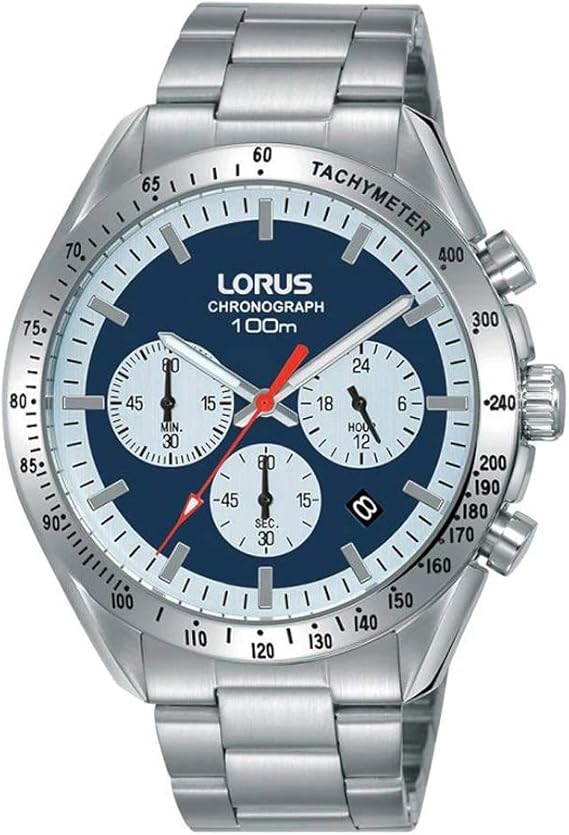 lorus men's stainless steel bracelet chronograph watch