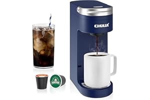 CHULUX Slim Single Serve Coffee Maker for K Pods, One Cup Coffee Maker Fits 7.3" Travel Mugs, Coffee Machine with 6 to 12oz Brew Sizes, Navy Blue