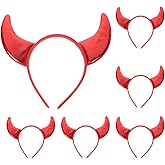 BESTOYARD 6Pcs Red Glitter Devil Horns Headband for Halloween Costume Props Fun Devil Horns Hairband for Parties and Cosplay