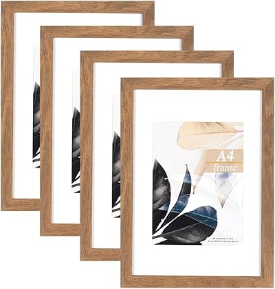 Scholar Tree Brown Wooden A4 Picture Frame Set of 4 with Mount
