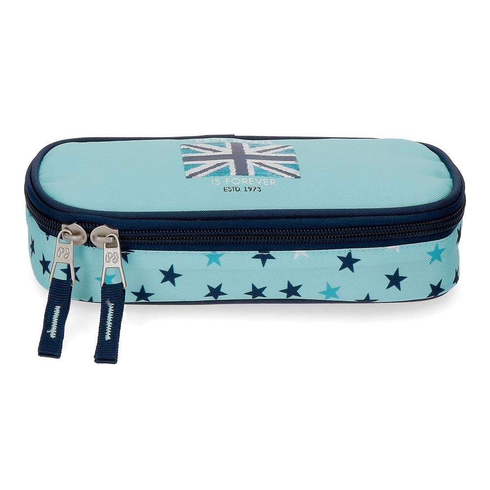 Pepe Jeans Cuore Pencil Case with organizer Blue 22x5x9 cms Polyester