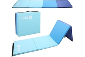 MODERN-DEPO Foldable 10'x4'x2"/ 8'x4'x2"/ 8'x2'x2" Gymnastics Mat with 4 Panels, Handle, Hook Loop, Waterproof Cover, 100% EPE Core, Tumbling Mat for Home Aerobics Yoga