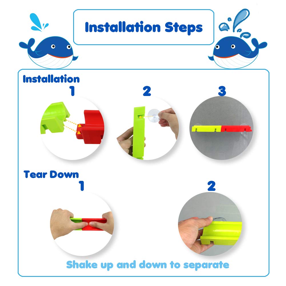 Ball Track Game, Bath Toys Kids Bathtub Toys Shower Toys, DIY Colorful Construction Kit Building Blocks Toys for Toddlers Girls Boys