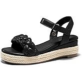 Coutgo Girls Platform Sandals Espadrille Braid Open Toe Ankle Strap Wedge Sandals Summer Dress Shoes for Toddler/Little/Big Kids