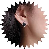 Erimberate Bohemian Enamel Heart Circle Earrings Silver Circle Hoop Earrings Black Enamel Heart Stud Earrings Small Heart Circle Earrings Jewelry for Women