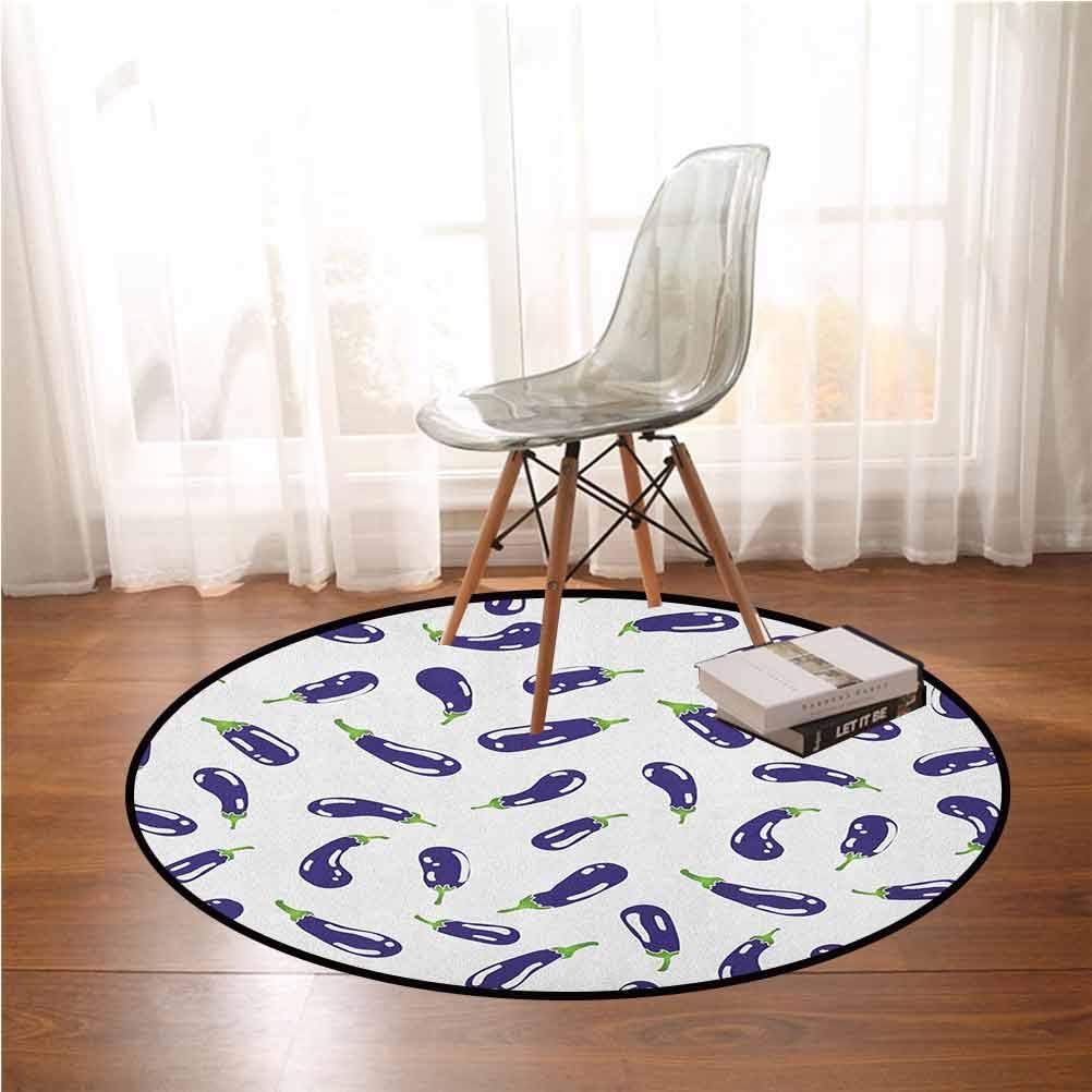 Eggplant Circle Decor Nursery Rug Fresh Eggplants on White Surface Delicious Dishes Eco Food Health and Well Being 5ft Rugs for Bedroom Living Room Girls Kids