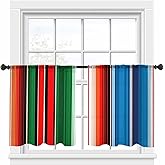 Mexican Serape Sheer Curtains 54Inch Length,Colorful Stripes Vertical Lines Abstract Rod Pocket Window Treatments Decor for Living Room Bedroom,Light Filtering Privacy Chiffon 2 Panels Drapes,52WX54L