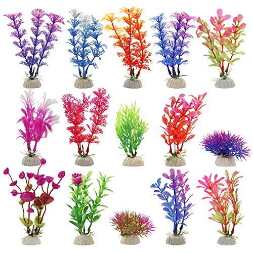 image for MyLifeUNIT Fish Tank Plants, Artificial Aquariums Plants Plastic for F