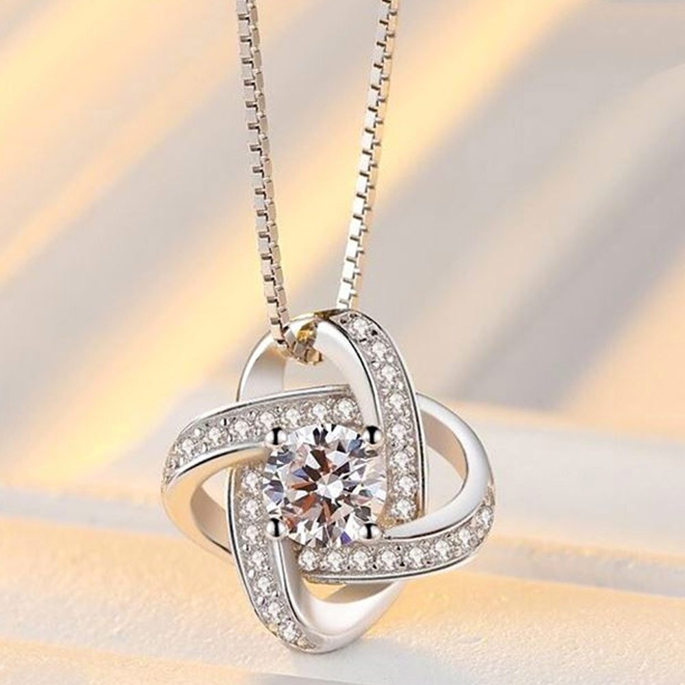 OUXi Sterling Silver Infinity love Diamond Pendant Necklace with Cubic Zirconia for Women