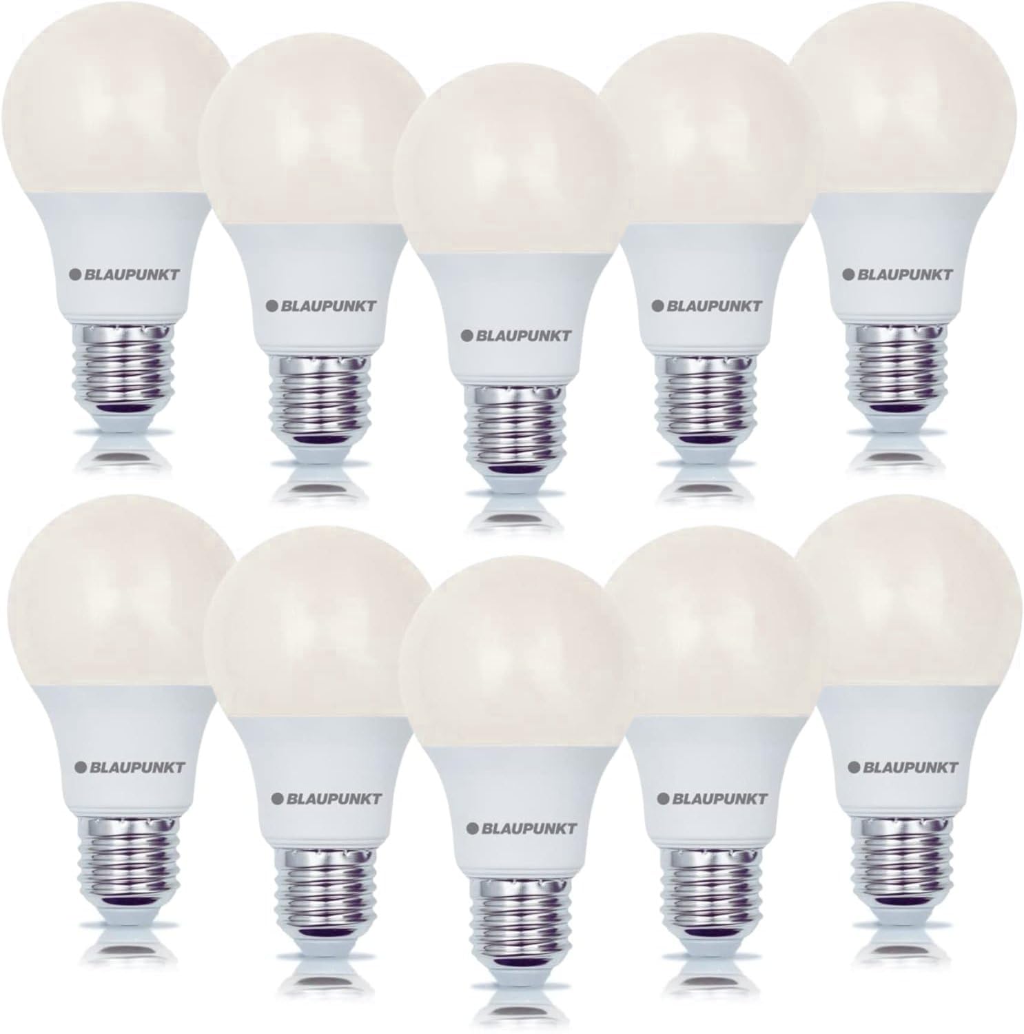 BLAUPUNKT LED Bulb Classic A60 lamp, E27 Base Screw, 6W, Replaces 60W Incandescent, Warm White 2700K, Yellow Light, Non-dimmable, 570 Lumen, Energy Efficient, Indoor Outdoor, 10 Pieces (Pack of 10)