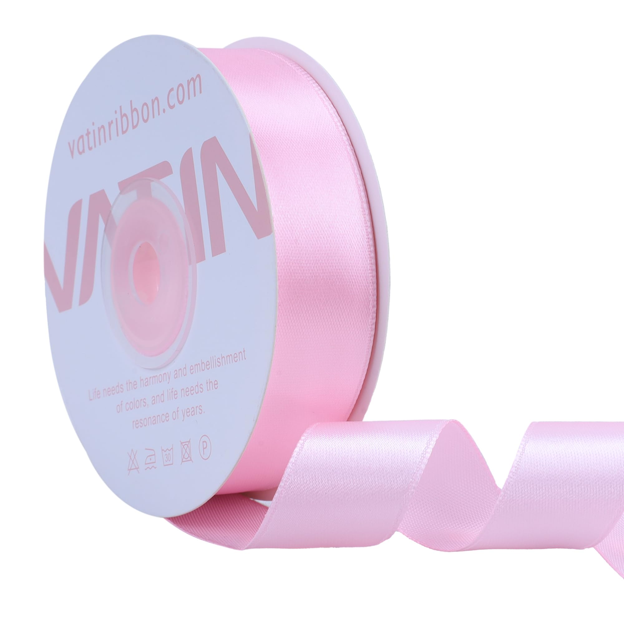 VATIN Pink Satin Ribbon Polyester 20mm X 23m(25 Yards) Craft Fabric Ribbon Perfect for Gift Wrapping,Hair Bow,Party Balloon Trimming, Cake Decoration Sewing and Other Craft Projects