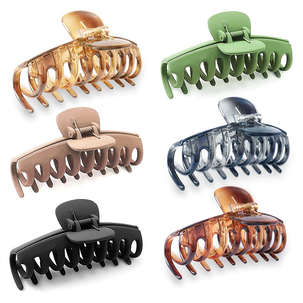 Large Hair Claw Clip – 6 Pcs Hair Clips Women Girls Big Claw Non-Slip Grip Strong Jaw Clip For And Girls Straight, Curly & Wavy Hair