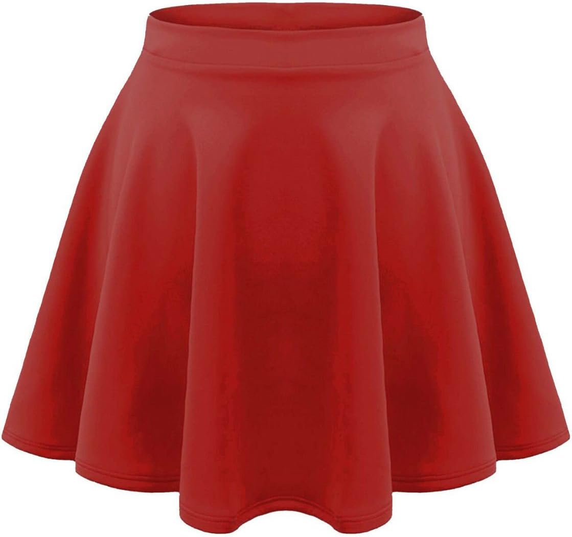 unbrandedunbranded Kids Girls Children High Waisted Stretch Plain Flippy Flared Short Skater Skirts 5-13 Years