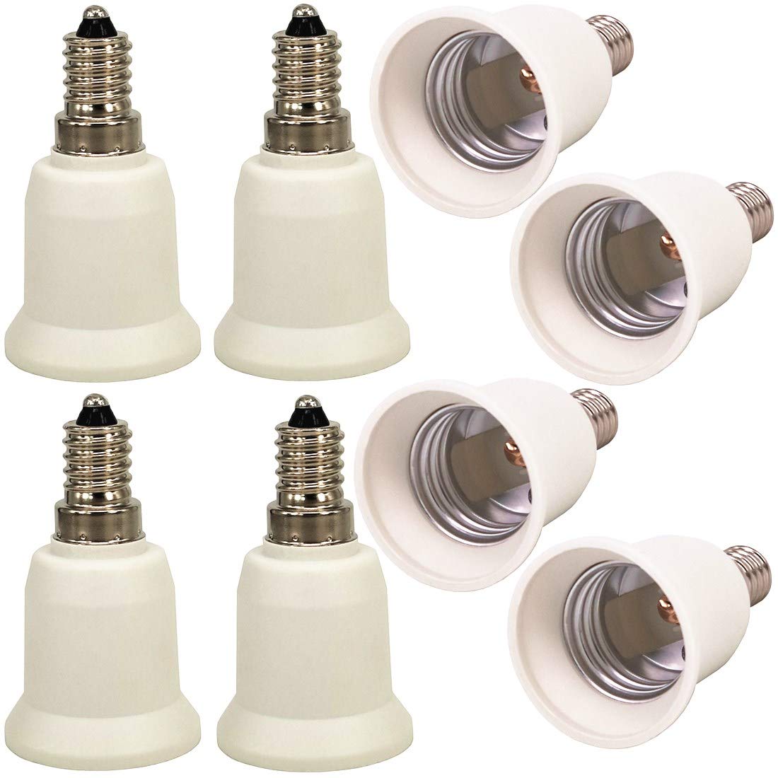 ZDCDJ 8pcs E14 Adapter E14 to E27 Lamp Base Adapter Converter, E14 to E27 Lamp Base Adapter for Incandescent, LED, Halogen Energy Saving Lamps