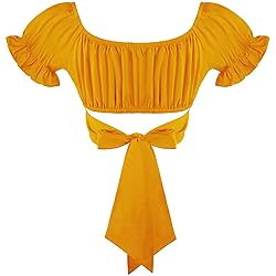 COOUFE Women's Crop Tops Ruffle Short Sleeve Tie