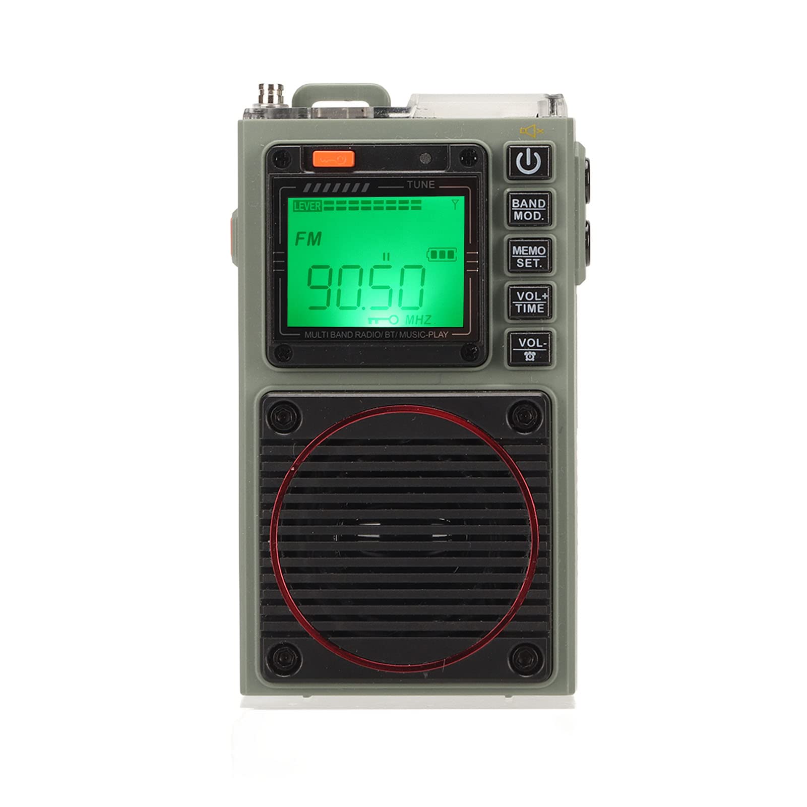 Portable Shortwave Radio, FM/VHF/AM/SW/WB Full Band Radio, Bass Stereo Bluetooth5.0 Music Player, Rechargeable Retro Radio with Flashlight, SOS Alarm, Memory Card Playback