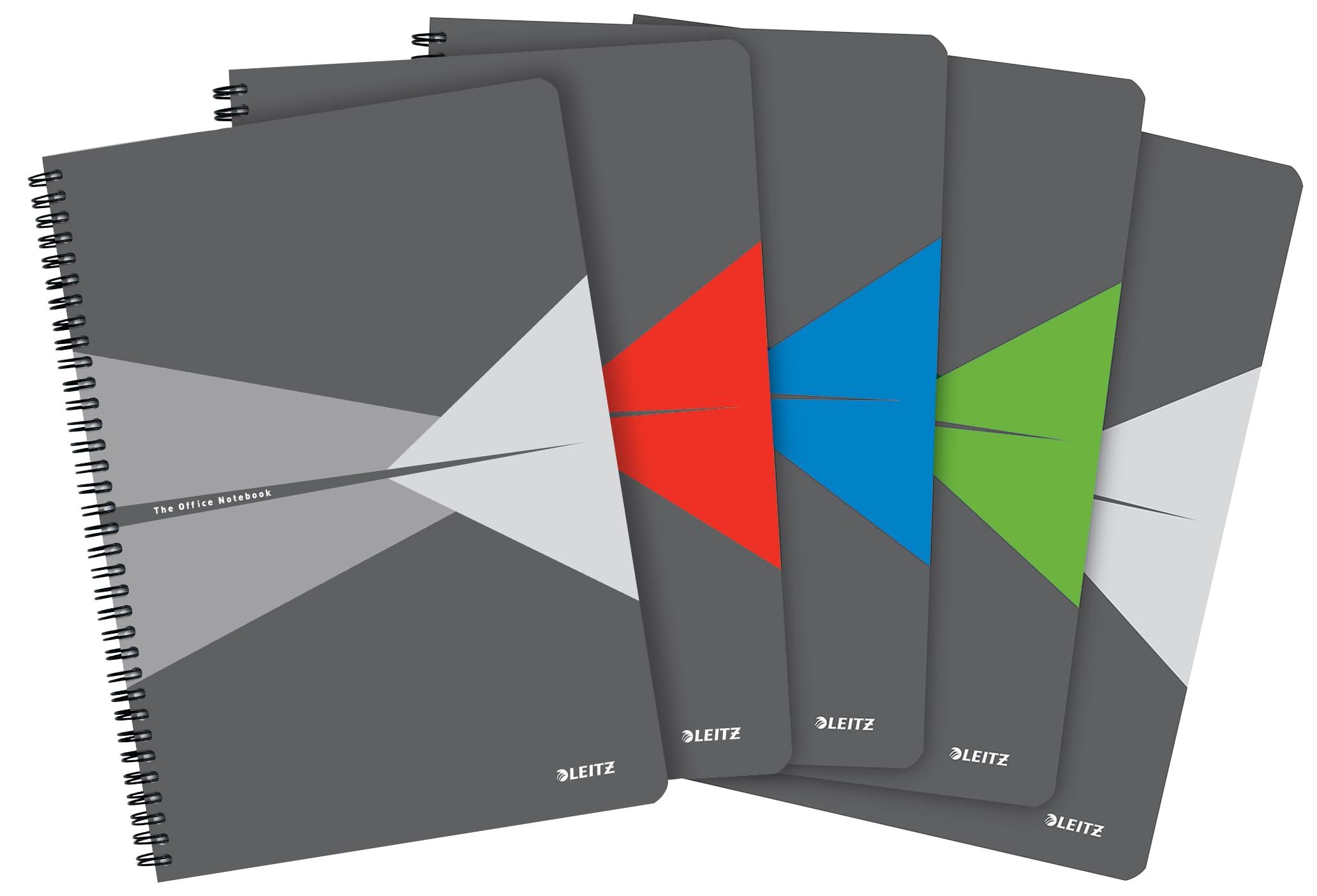 LEITZ OFFICE Notebook, A4 Format, Spiral Binding, PP Cover, 90 Sheets, Squares, Assorted Colors - 44950099