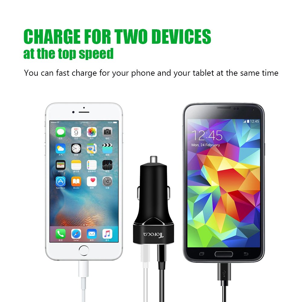 Quick Charge 3.0 Dual USB Car Charger, 36W Phone Power Adpater PowerDrive High Speed for Samsung Galaxy S8/S7/S6/S6 Edge, iPhone, iPad, LG , Nexus, HTC, Sony and more