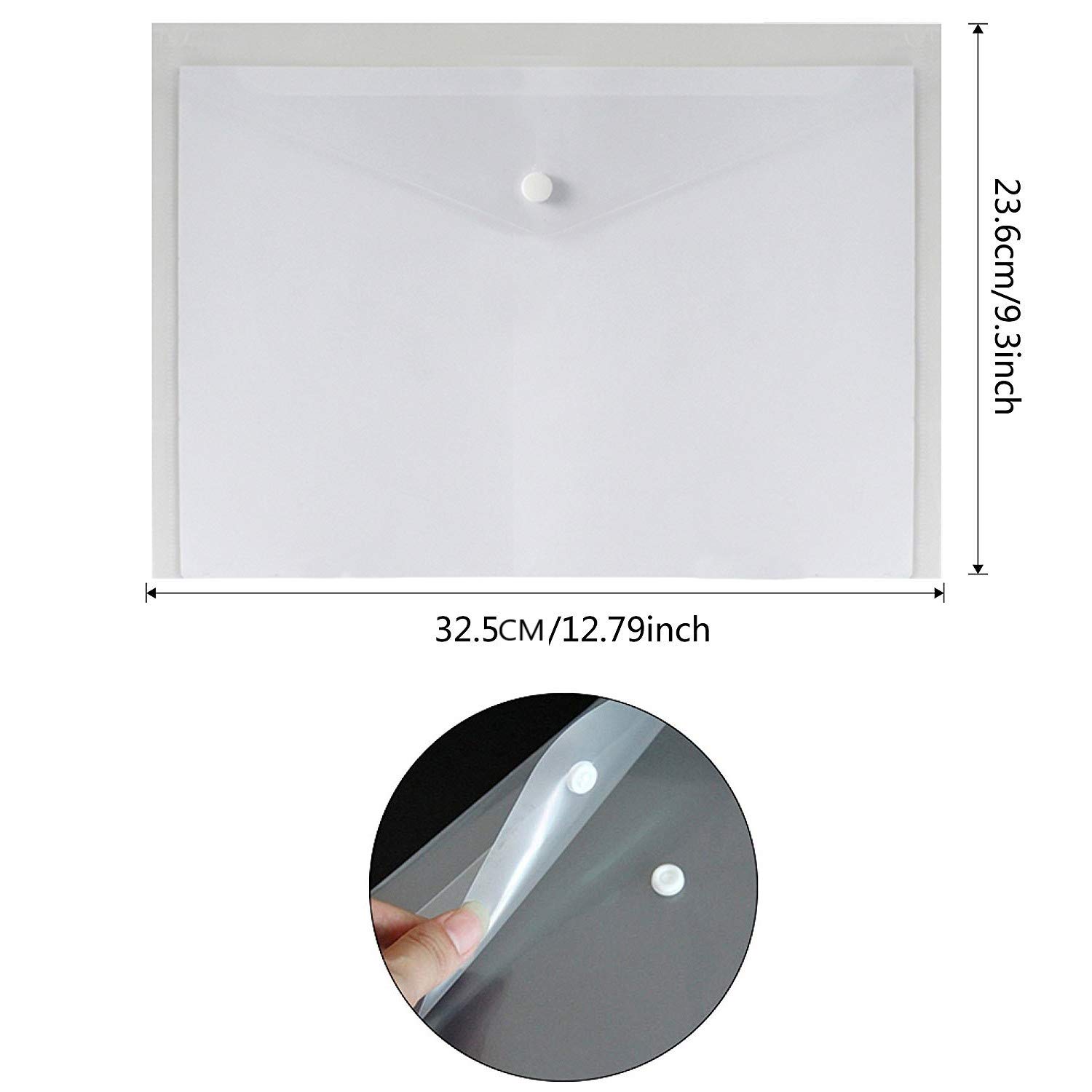 40pcs Clear Plastic Waterproof Envelope Folder with Button Closure