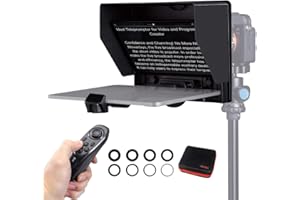 FEELWORLD TP10 10" Portable Foldable Teleprompter for Up to 11" Smartphone Tablet Prompter Phone DSLR Camera Video Record for Live Stream Interview Speech with Remote Control