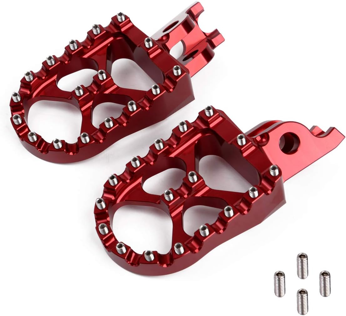 Heran CNC Wide Fat Foot Pegs Footpegs MX Style for Honda CR125 2000-2001, CR250 2000-2001,Red