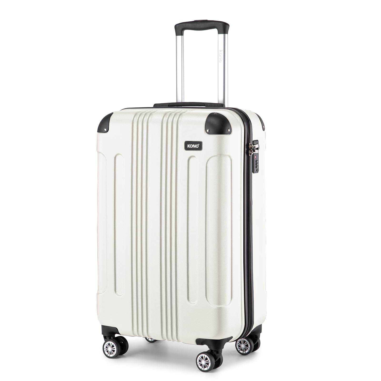 Kono Cabin Suitcase ABS Lightweight Hard Shell - 55x35x20cm 39L Carry-On Hand Luggage 4 Spinner Wheels with Reinforced Corner Protectors (Beige) — image 1