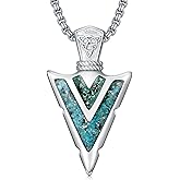 Suiknsn Arrowhead Necklace for Men Women 925 Sterling Silver Turquoise Malachite Celtic/Eye of Horus/Viking Arrow Pendant Amulet Jewelry Gifts Native American Necklace