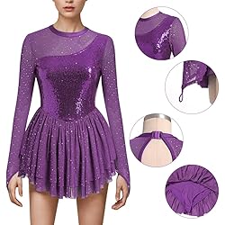 AFAVOM Sequin Figure Skating Dress for Women Girls