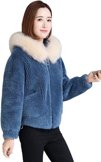 Amazon Jinpin レディース ムートンコート ボアジャケット 毛皮コート ショートコート トレンチコート ボアコート アウター ボアブルゾン 韓国ファッション オシャレ フェイクファー フード付き 着痩せ 気質 通勤 通学 暖かい 秋冬 原宿系 コート ジャケット 通販