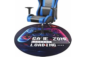 Yincimar Gaming Chair Mat for Hardwood Floor,Anti-Slip Floor Protector Game Controller Rubber Gaming Computer Chair Mat for Gaming Room Home Office Decor (Round 47 inches,Black)