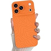 MZELQ for iPhone 17 Pro Max Case 2025, Silicone Wave Ripple Cute Pattern, Camera Protection Soft Slim Phone Cover for Girls Women -Orange