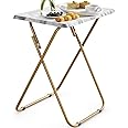 HUANUO Folding TV Tray Table -Stable Tray Table with No Assembly Required, TV Dinner Tray for Eating, Foldable Snack Tables for Bed & Sofa (Marbling)