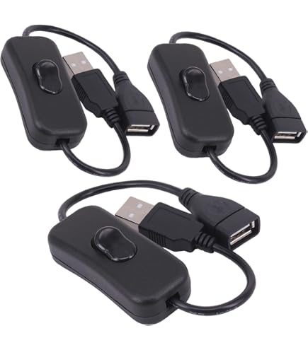 3 Pack USB Extension Cables With On/Off Switch - 3.28ft Male To Female For Low Power Devices