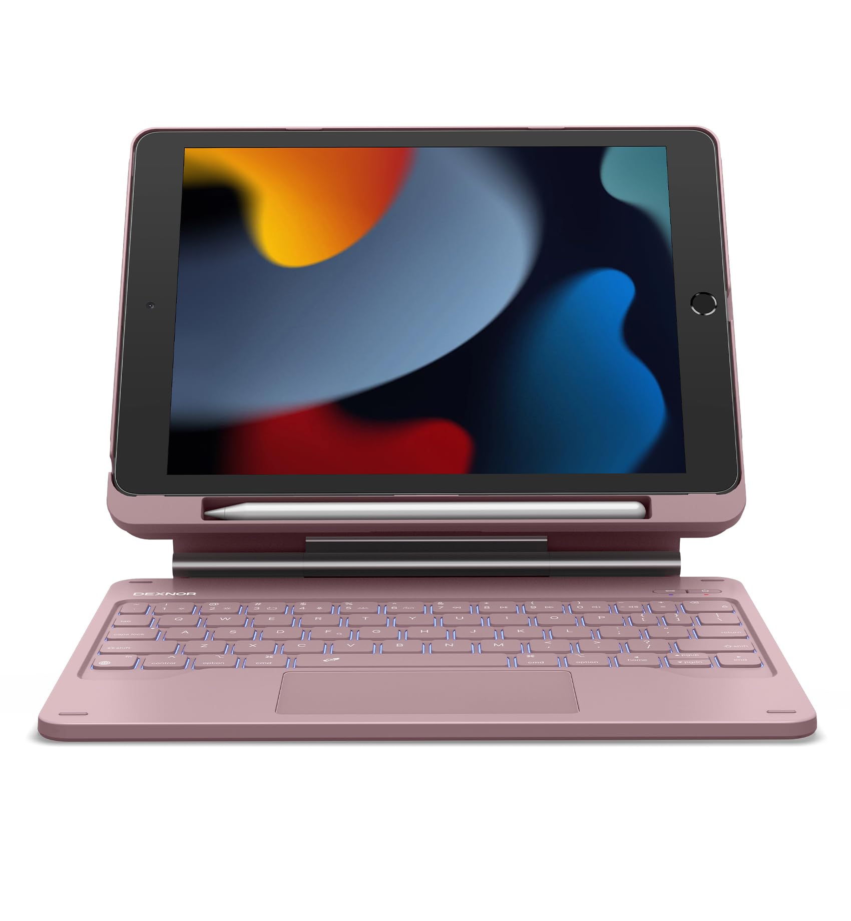 Photo 1 of Dexnor for iPad 9th Generation Case with Keyboard Floating Cantilever Magnetic Stand Multi-Touch Trackpad Backlit Pencil Holder Magic Style Keyboard for iPad 9th/8th/7th Generation 10.2", Peony Pink