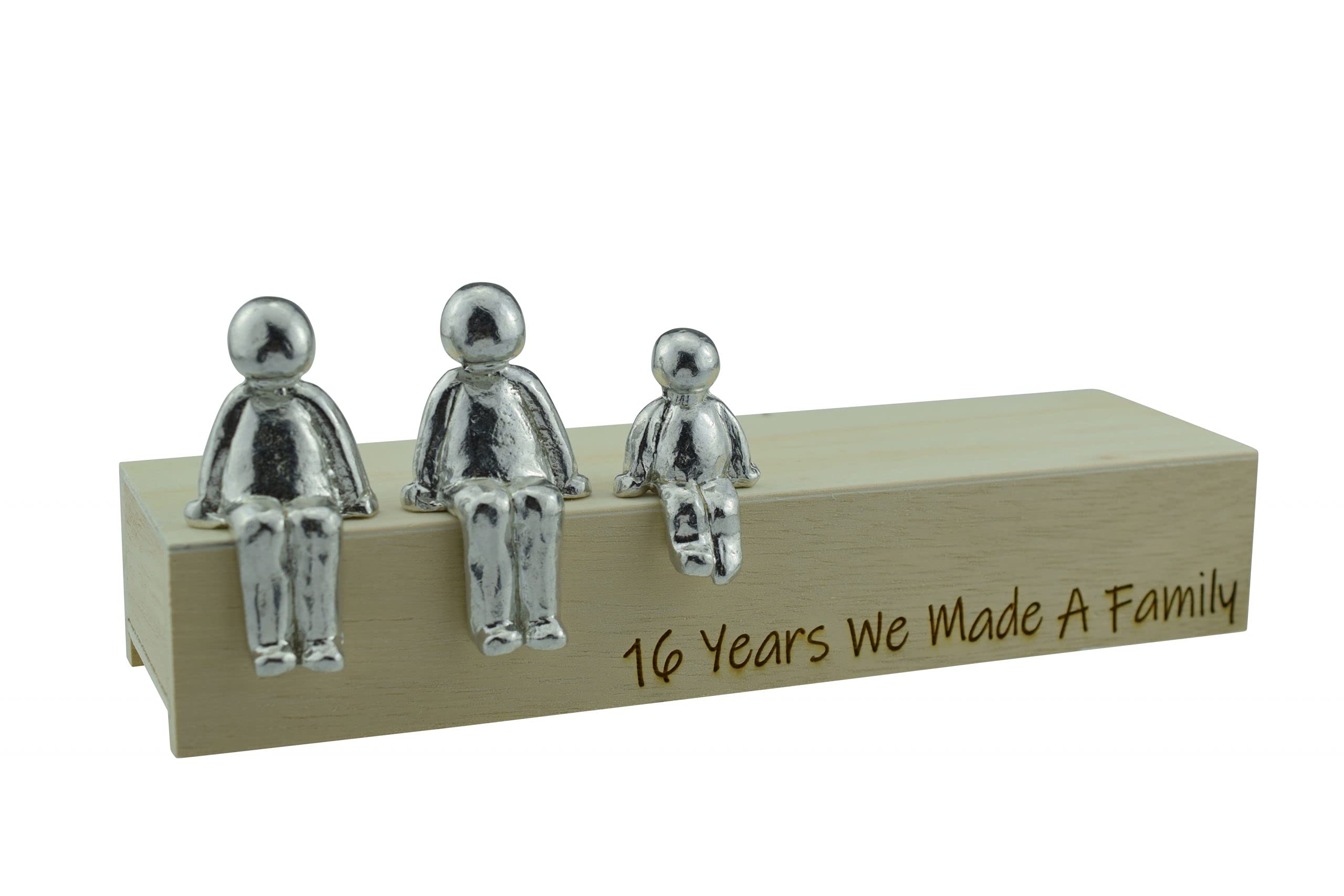 Pirantin 16th Anniversary Idea - 16 Years We Made A Family Metal Ornament - Choose Your Family Combination Box & Woodgrain May Vary(1 Child)