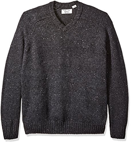 Original Penguin Men's Tall Raglan Donegal Sweater, Dark Charcoal Heather, 2X Big